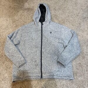 Stoic Jacket Mens 2XL Gray Sherpa Lined Full Zip Hoodie Fleece Outdoor Warm
